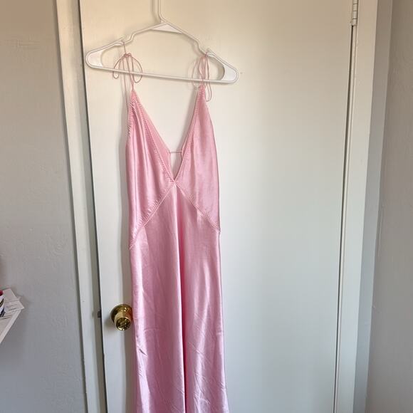 Anna October Terrin Satin Maxi Slip Dress Baby Pink Formal - Picture 8 of 11